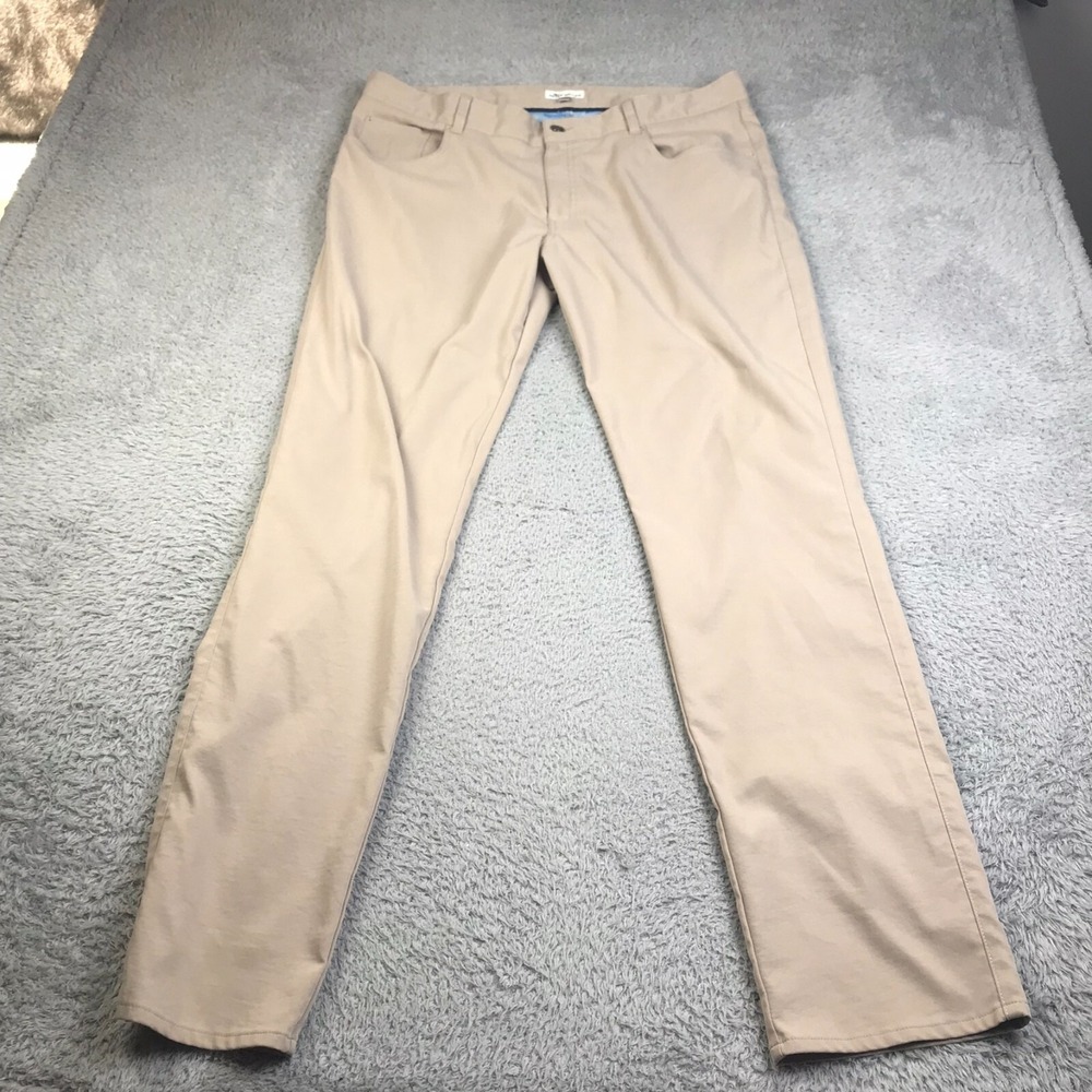 Peter Millar Pants Mens 38 (39x33) Khaki Performance Stretch Golf Chino